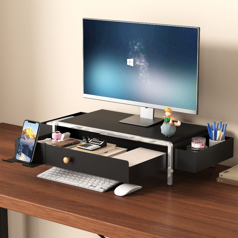 Setup Desk Monitor - Metall-Monitorständer, höhenverstellbare Bildschirmhalterung, Desktop-Aufbewahrungsorganizer für Heim-