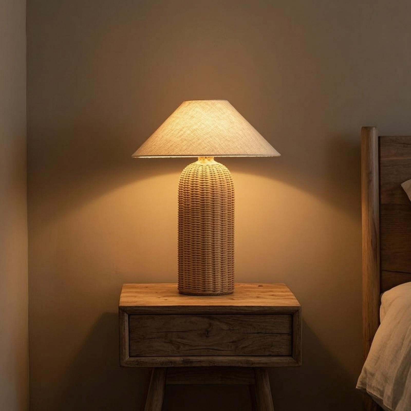 Nachttischlampe mit Rattanfuß  – Desk Setup Lamp Bewertung und Preis
